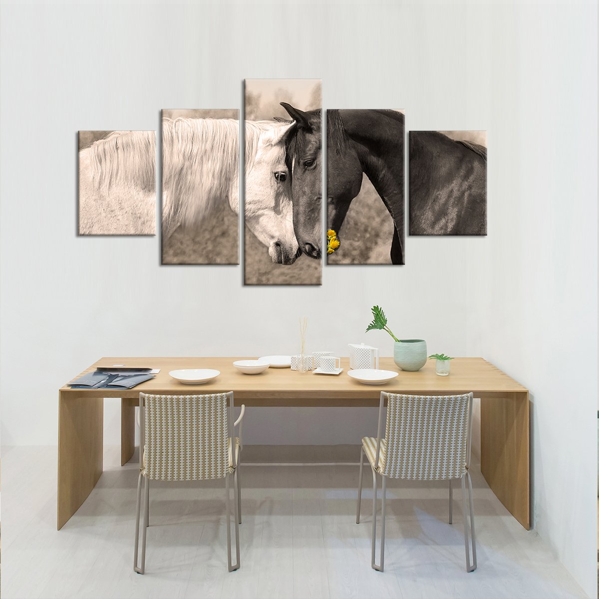 Horses Collide Multi Panel Canvas Wall Art