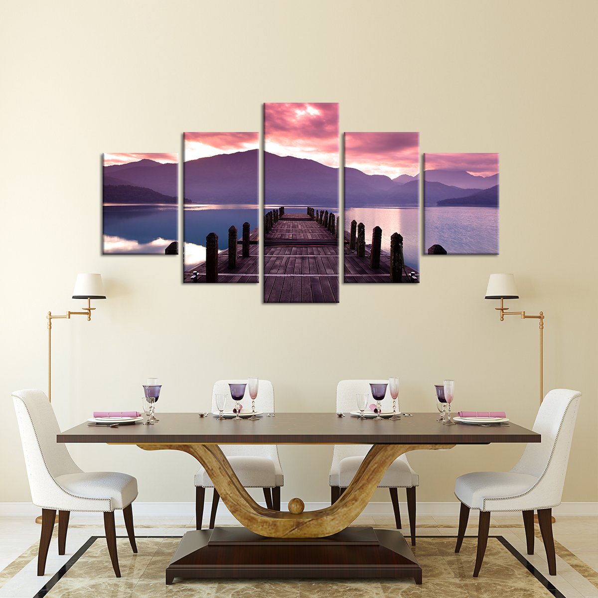 Morning at the Pier Multi Panel Canvas Wall Art
