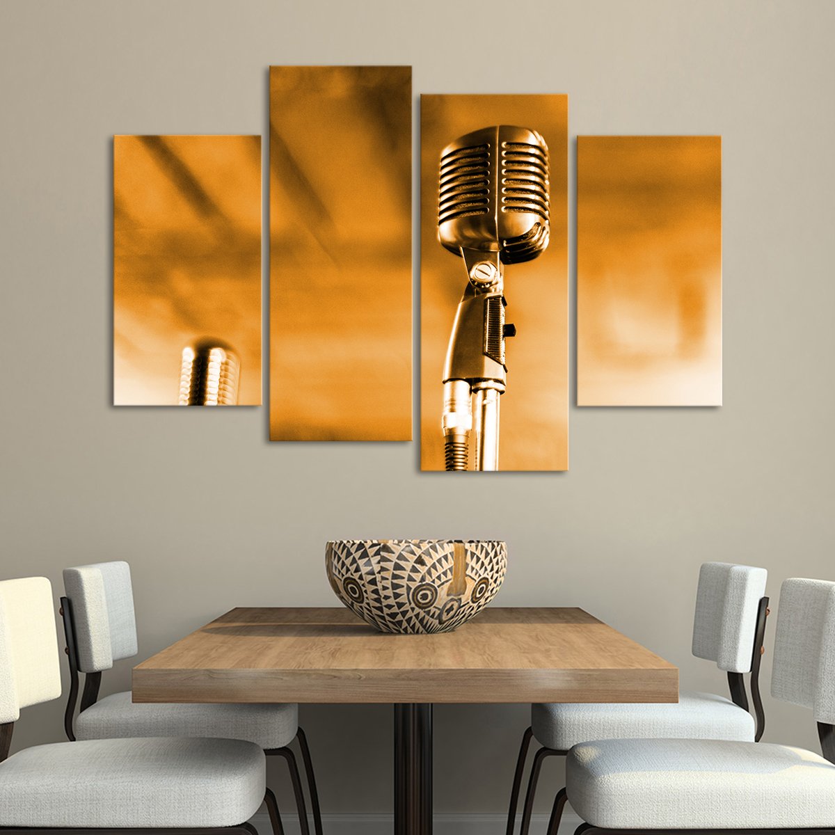 Golden Jazz Performance Multi Panel Canvas Wall Art