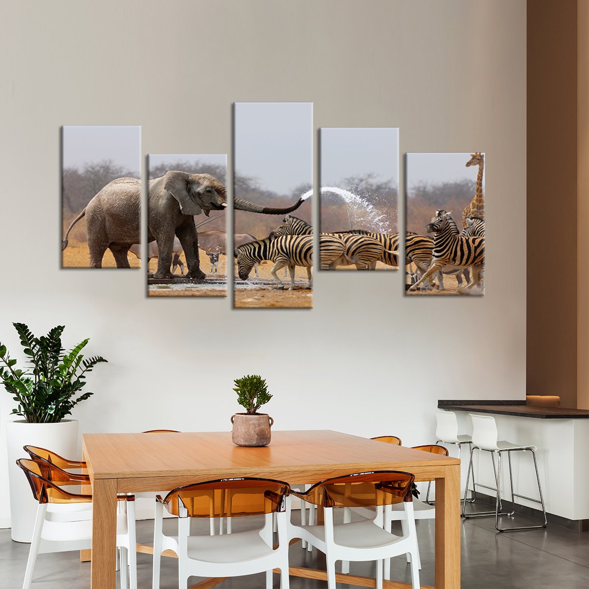 Funny Elephant Multi Panel Canvas Wall Art