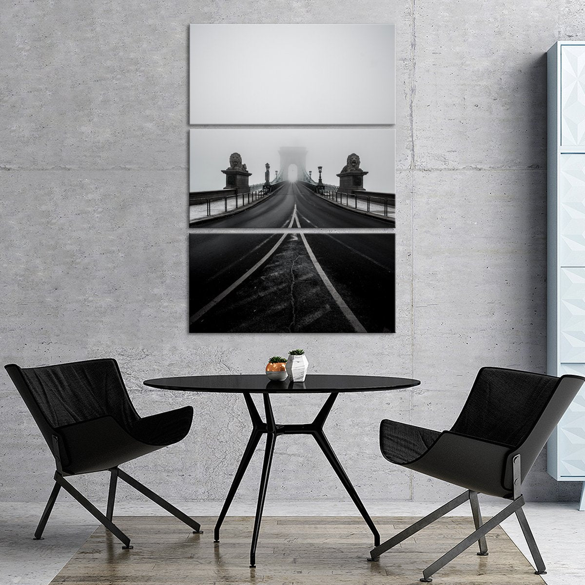Foggy Bridge Ahead Multi Panel Canvas Wall Art
