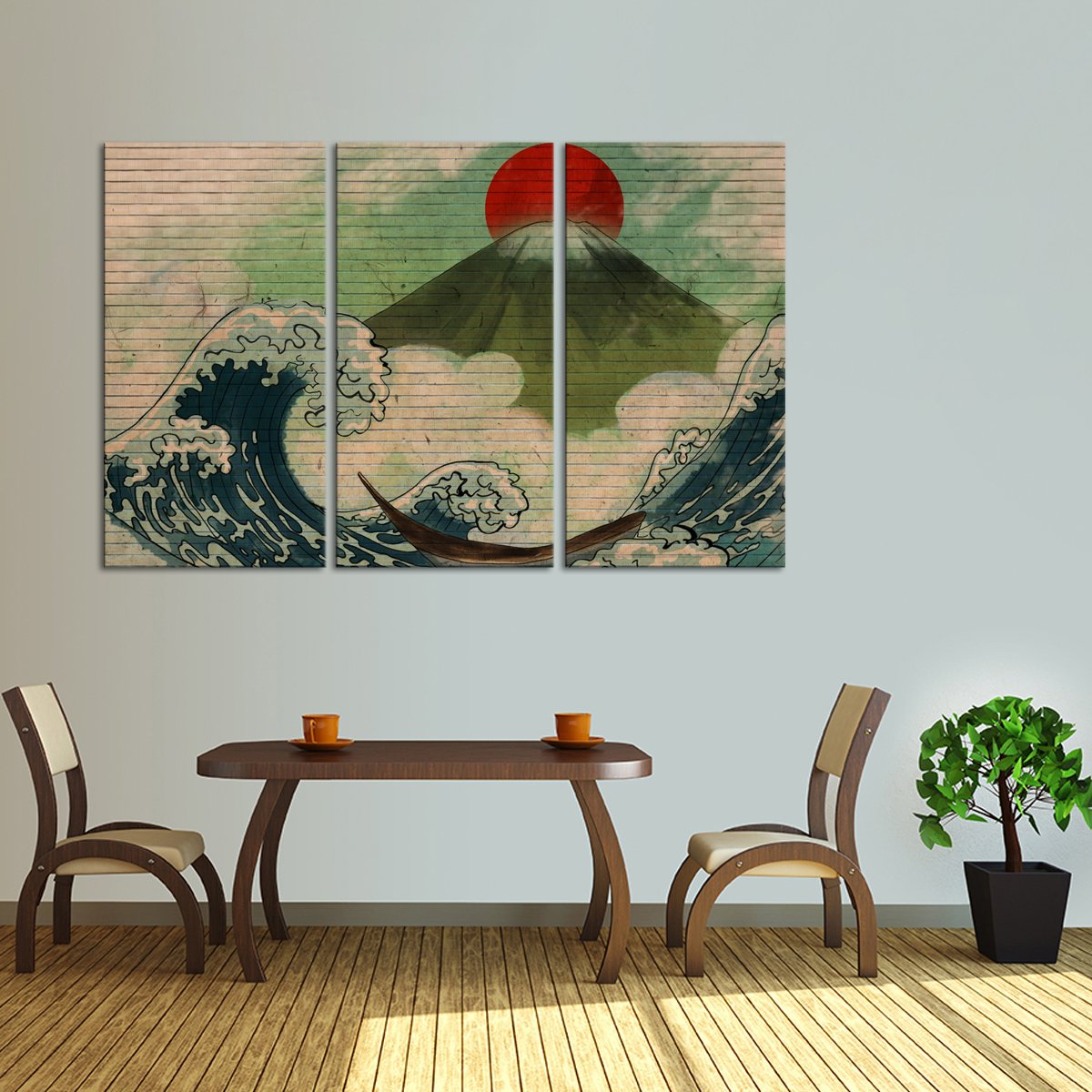 Sunrise Over The Waves Graffiti Multi Panel Canvas Wall Art