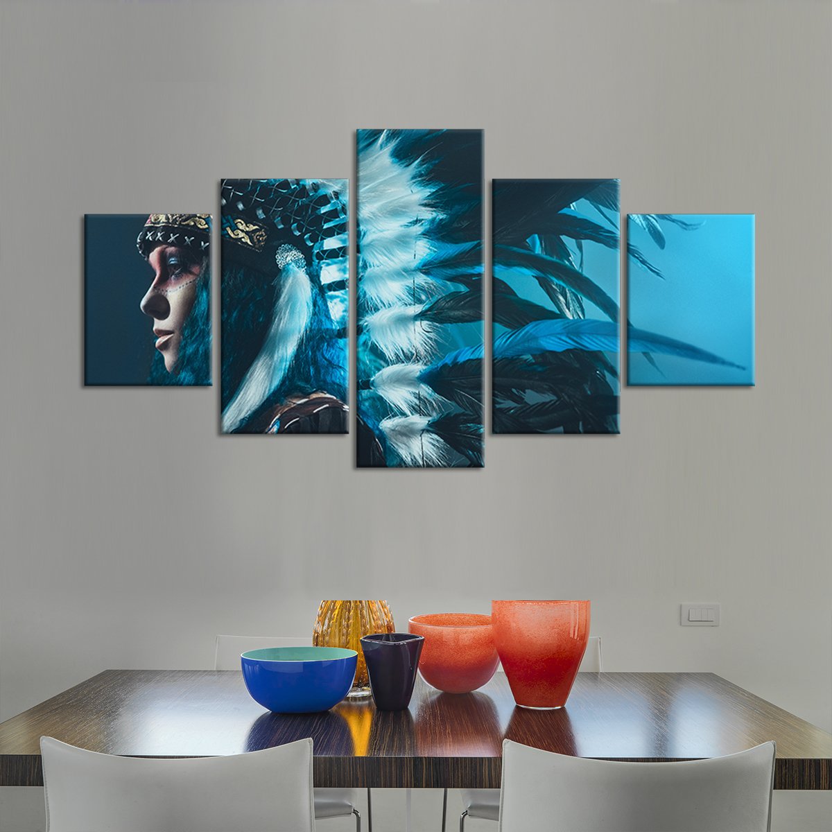 Native Warrior Multi Panel Canvas Wall Art