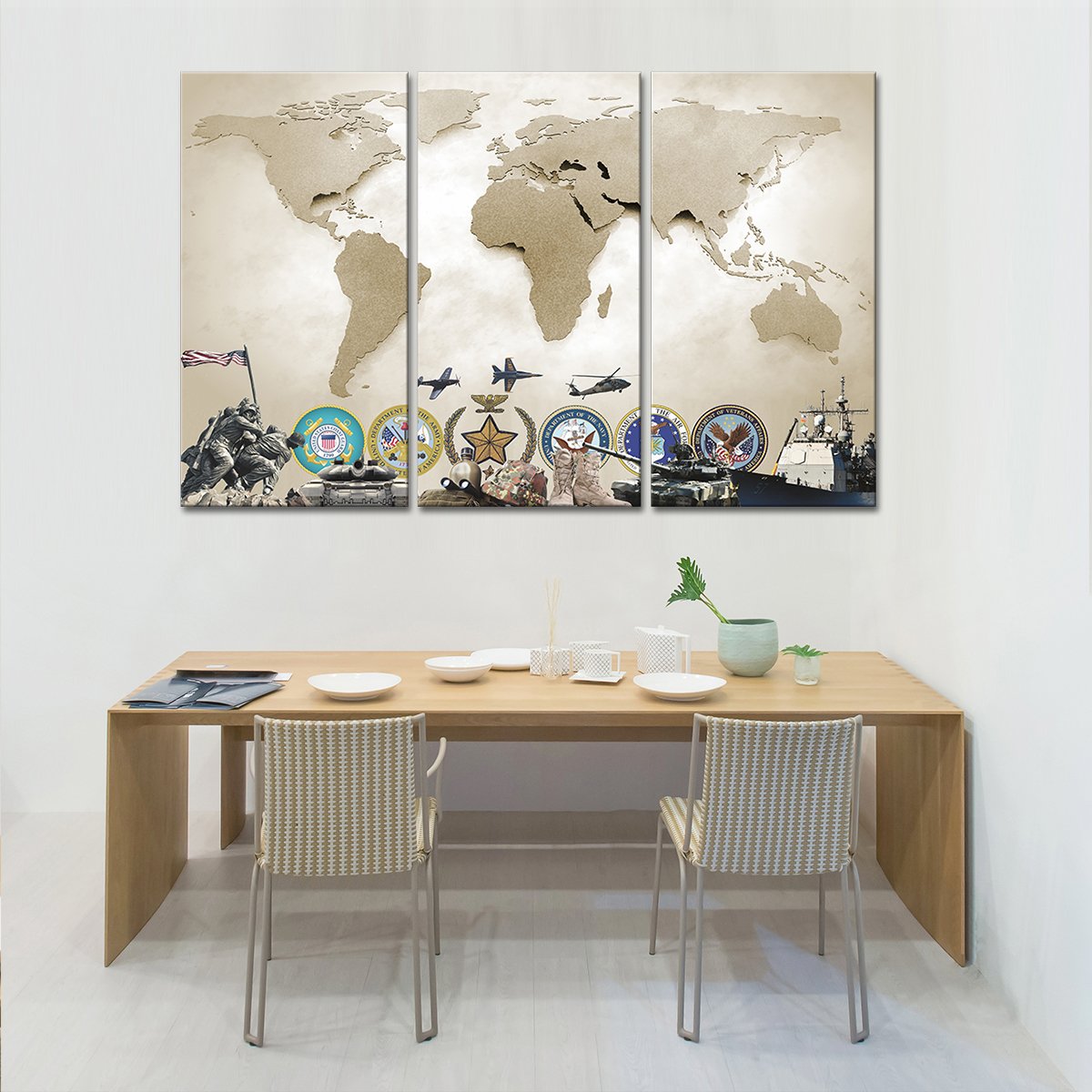 Army World Map Masterpiece Multi Panel Canvas Wall Art