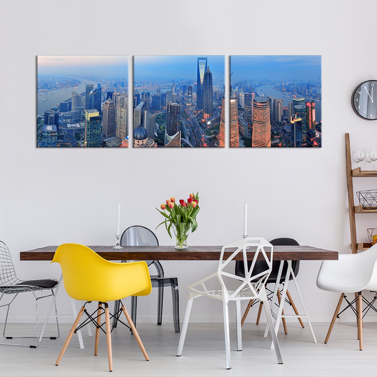 Shanghai Aerial View Multi Panel Canvas Wall Art