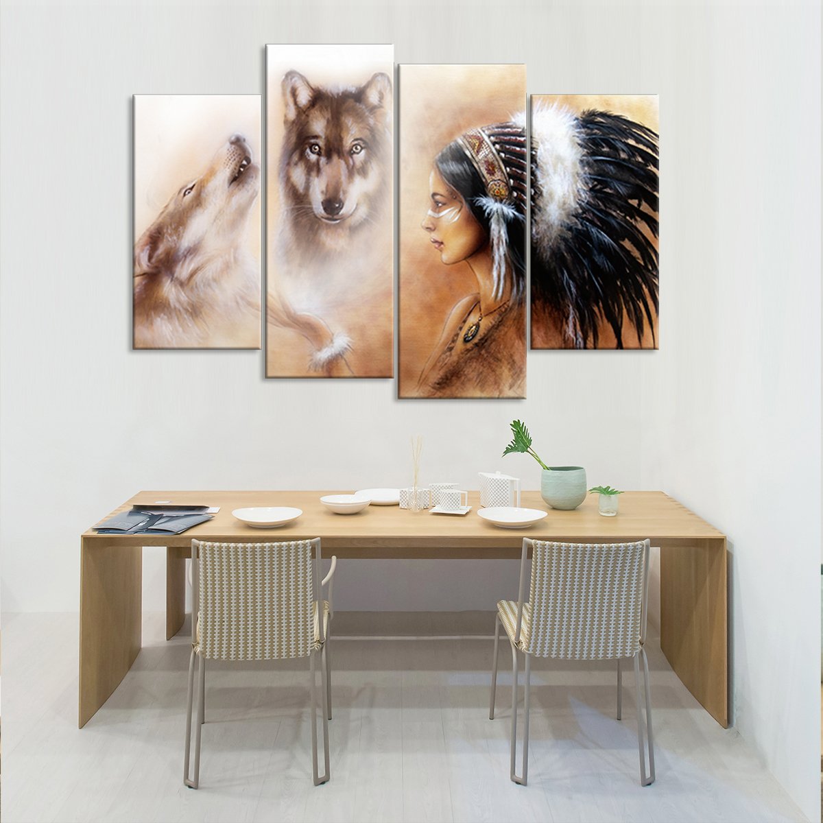Cherokee Wolf Multi Panel Canvas Wall Art