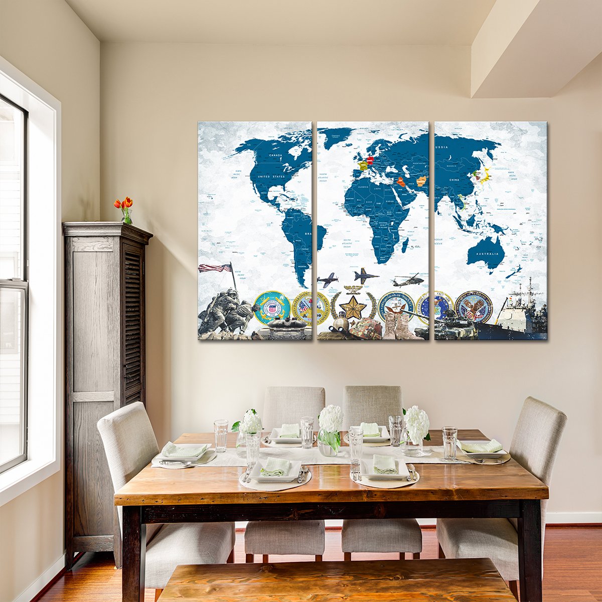 US Wars World Map Masterpiece Multi Panel Canvas Wall Art
