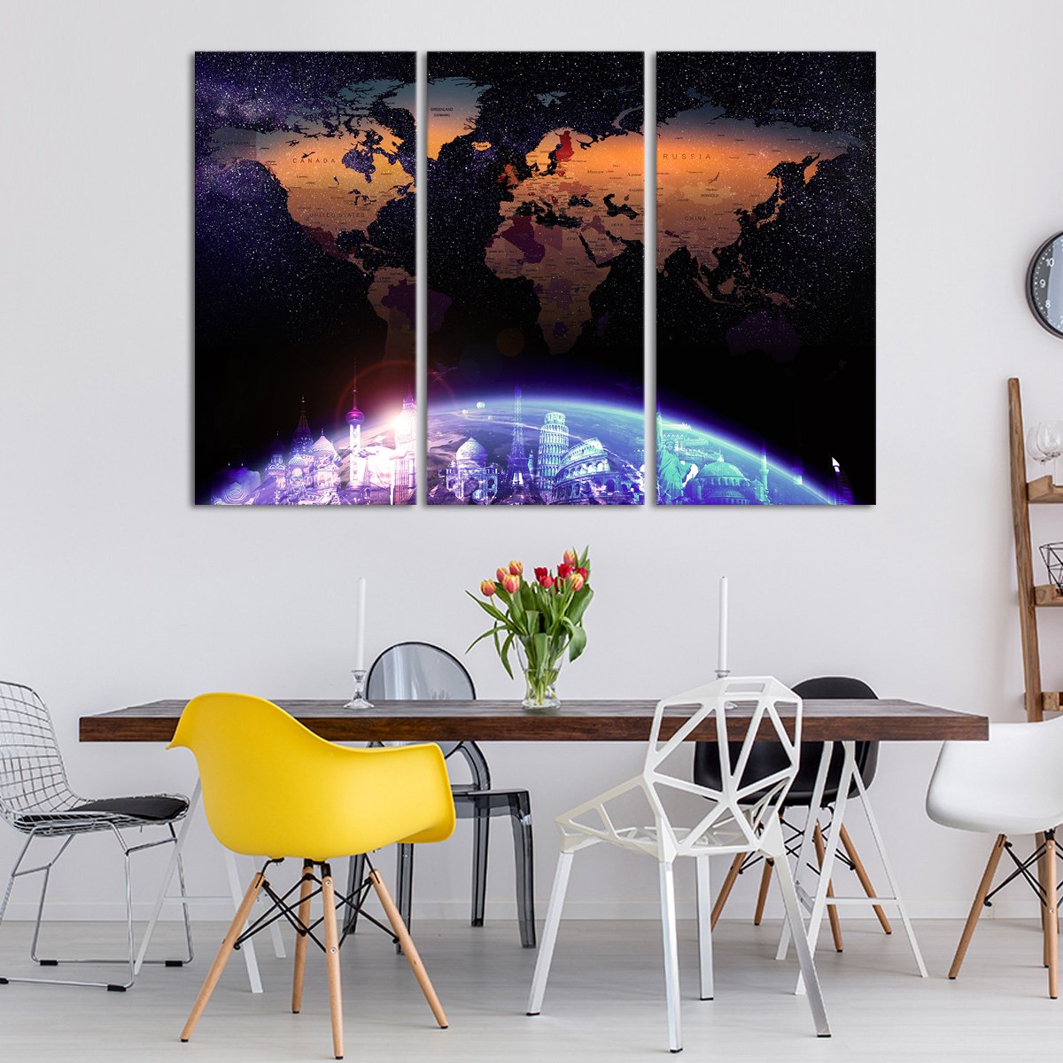 Galaxy World Map Masterpiece Multi Panel Canvas Wall Art