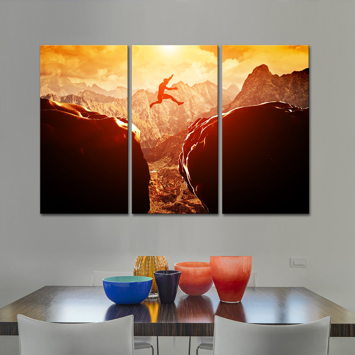 Jumping Over the Cliff Multi Panel Canvas Wall Art