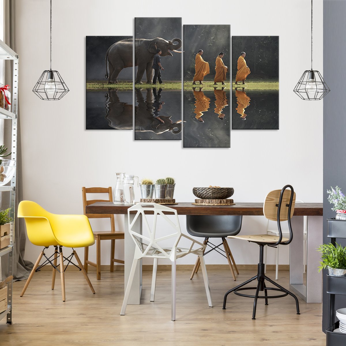 Buddhist Elephant Multi Panel Canvas Wall Art