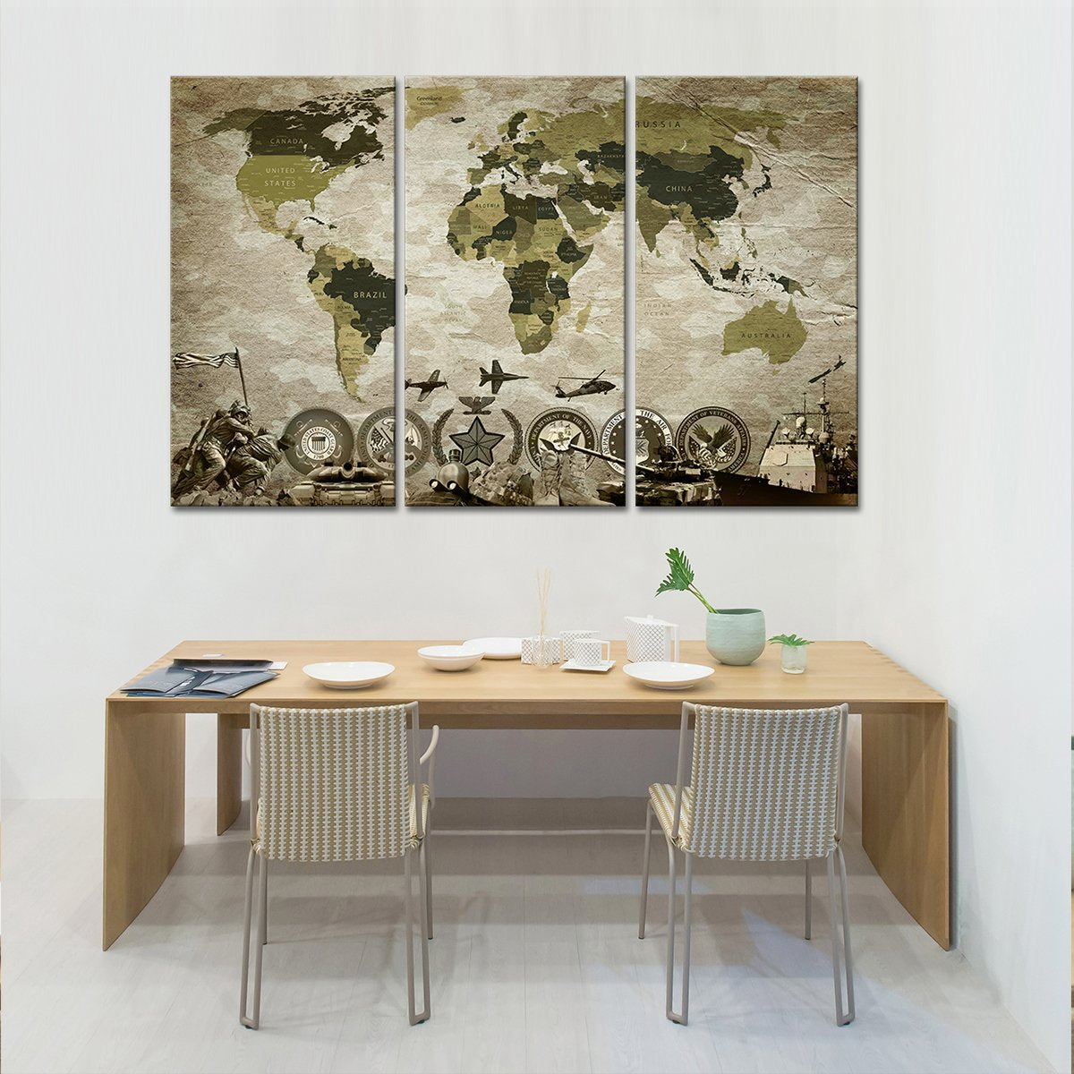 Camouflage World Map Masterpiece Multi Panel Canvas Wall Art