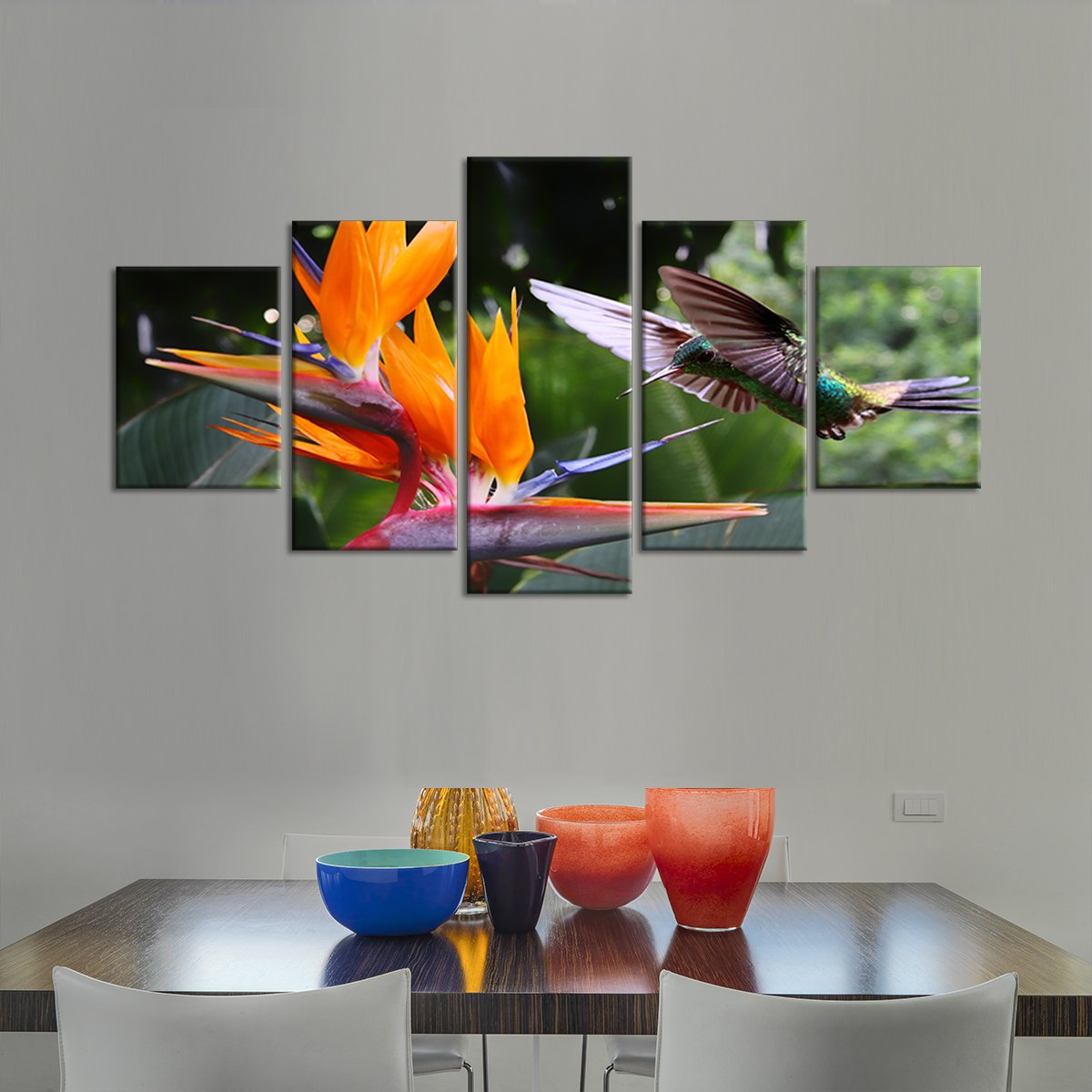 Flying Hummingbird Multi Panel Canvas Wall Art