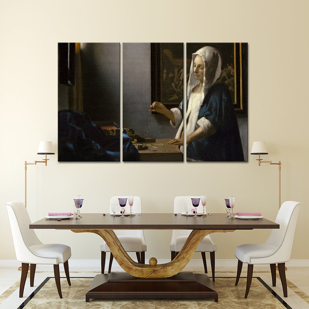 Woman Holding a Balance Multi Panel Canvas Wall Art