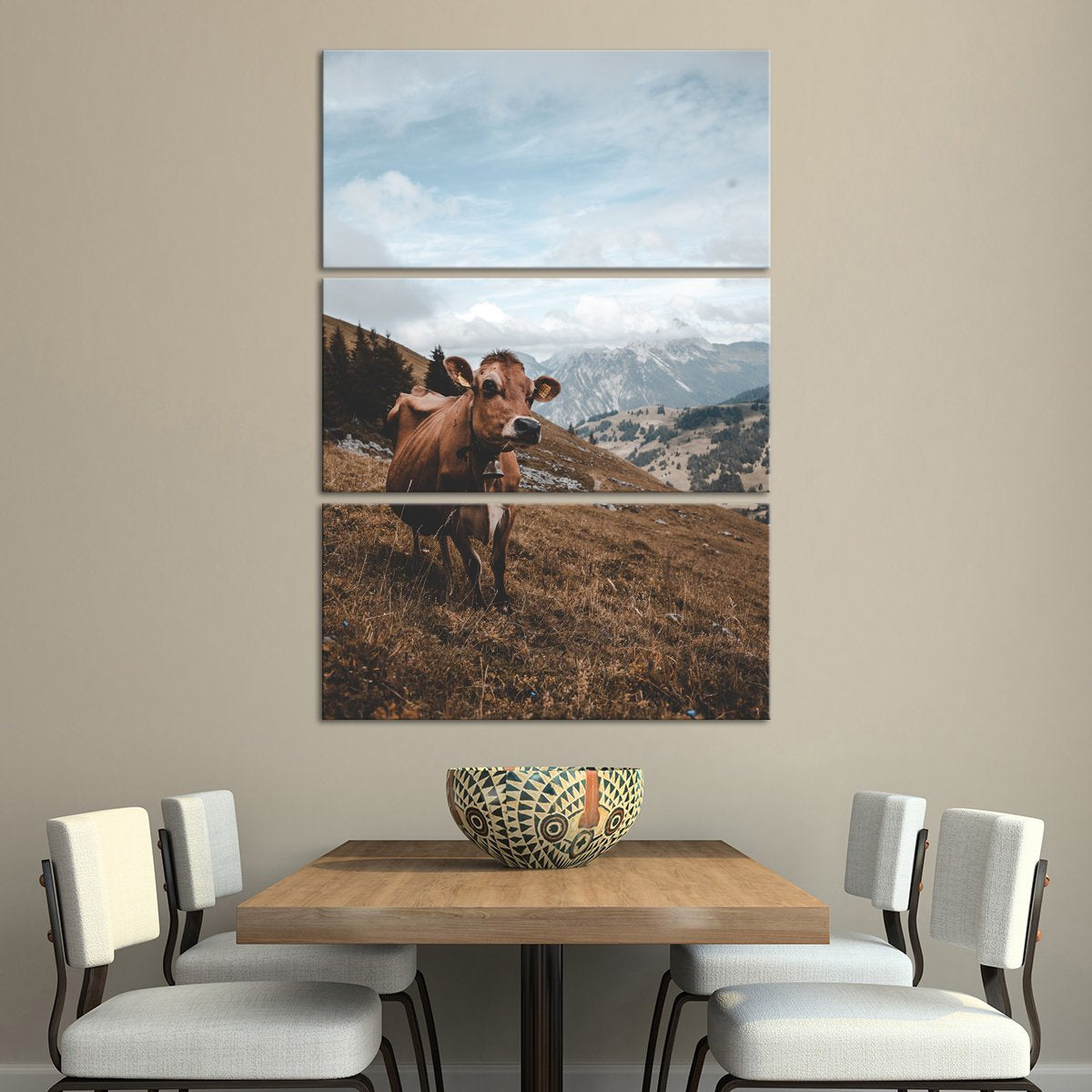 Roaming Cow Multi Panel Canvas Wall Art