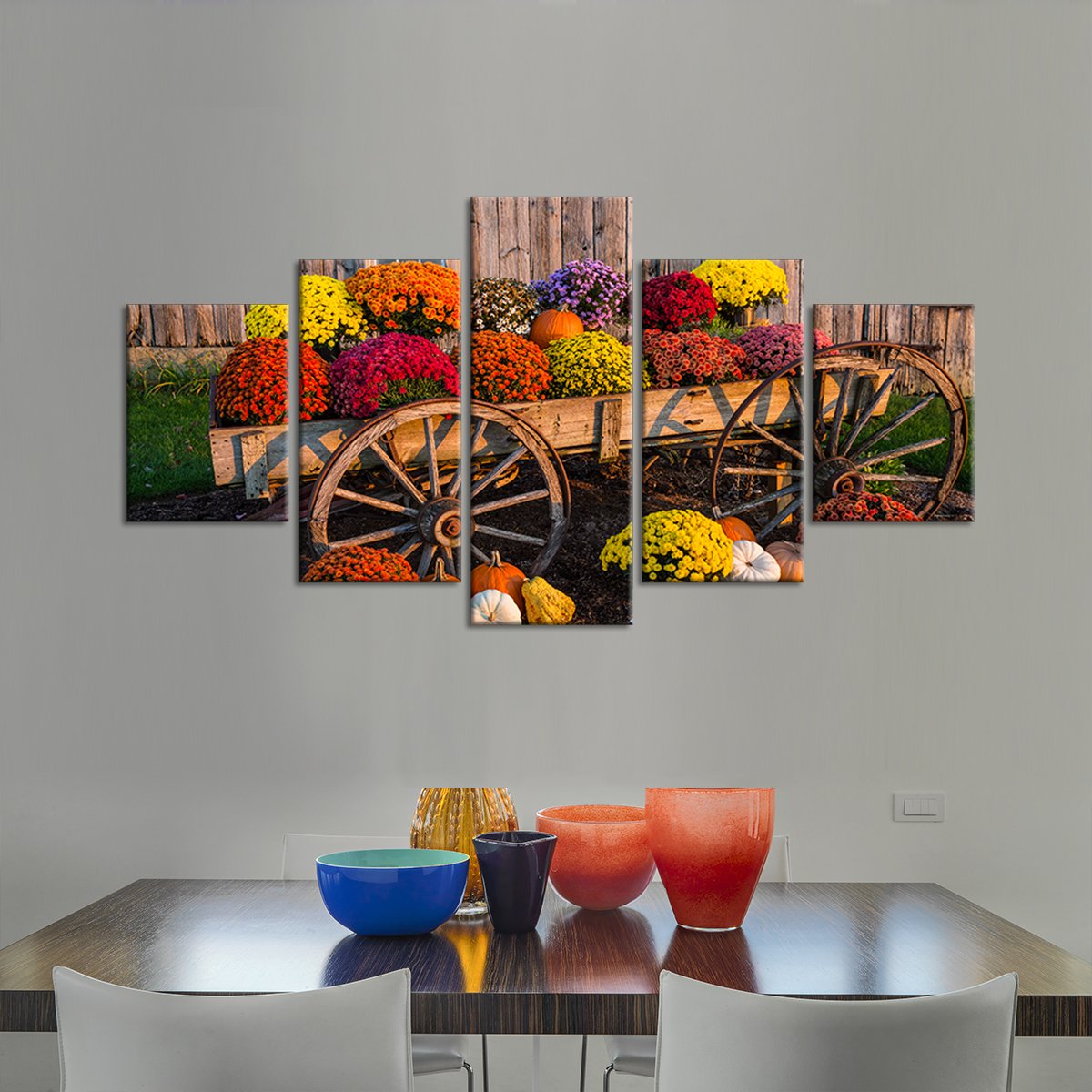 Colorful Flowers Multi Panel Canvas Wall Art