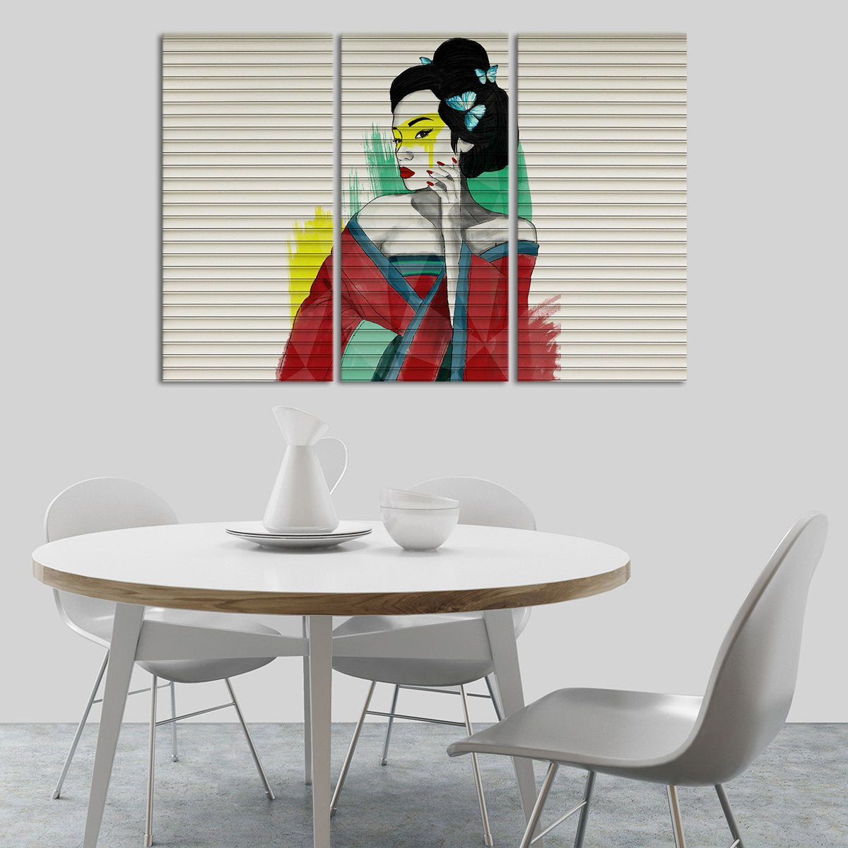 Butterfly Geisha Multi Panel Canvas Wall Art