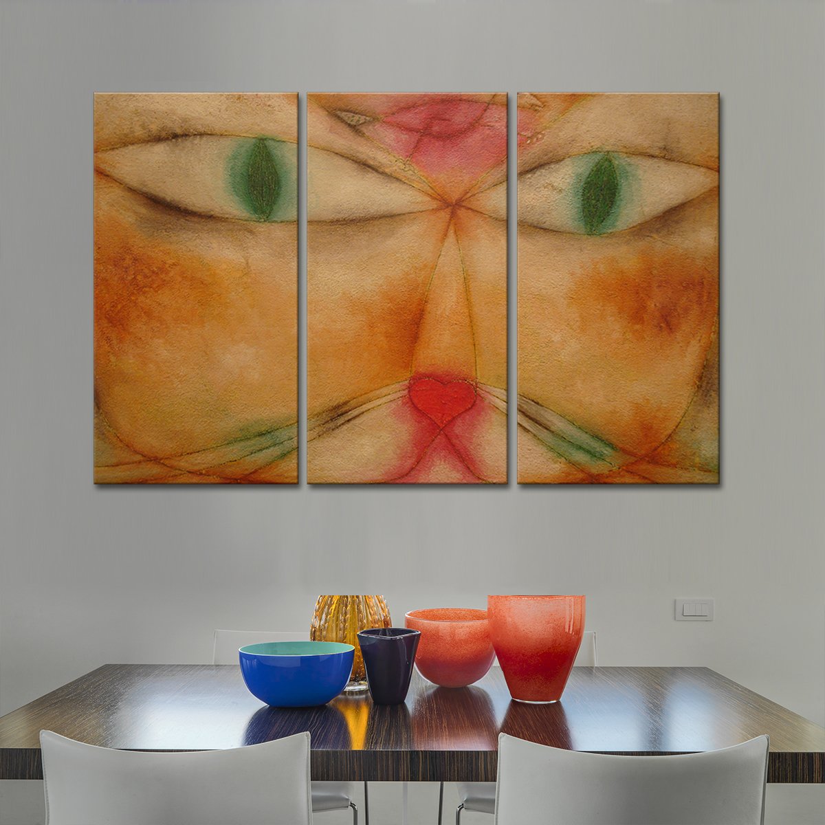 Cat and Bird Multi Panel Canvas Wall Art