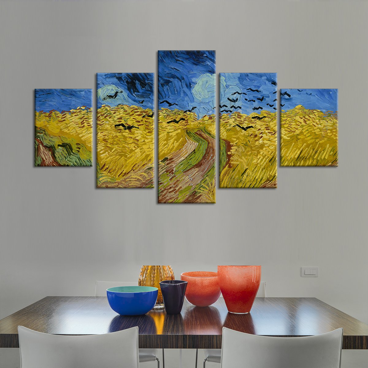 Wheatfield with Crows Multi Panel Canvas Wall Art