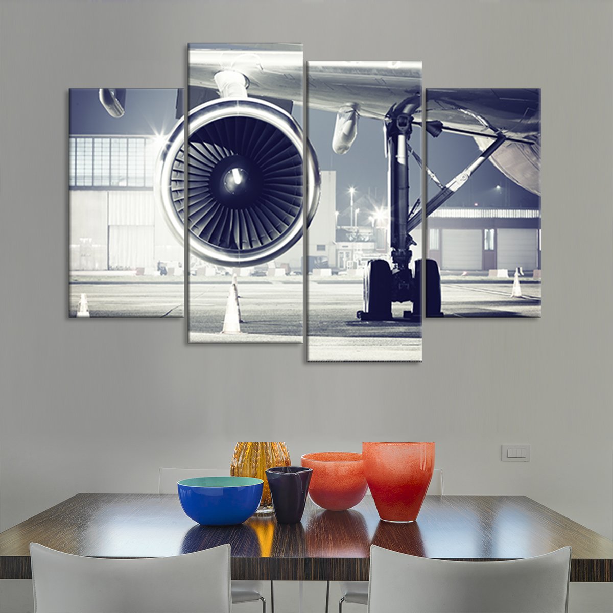 Airplane Turbine Multi Panel Canvas Wall Art