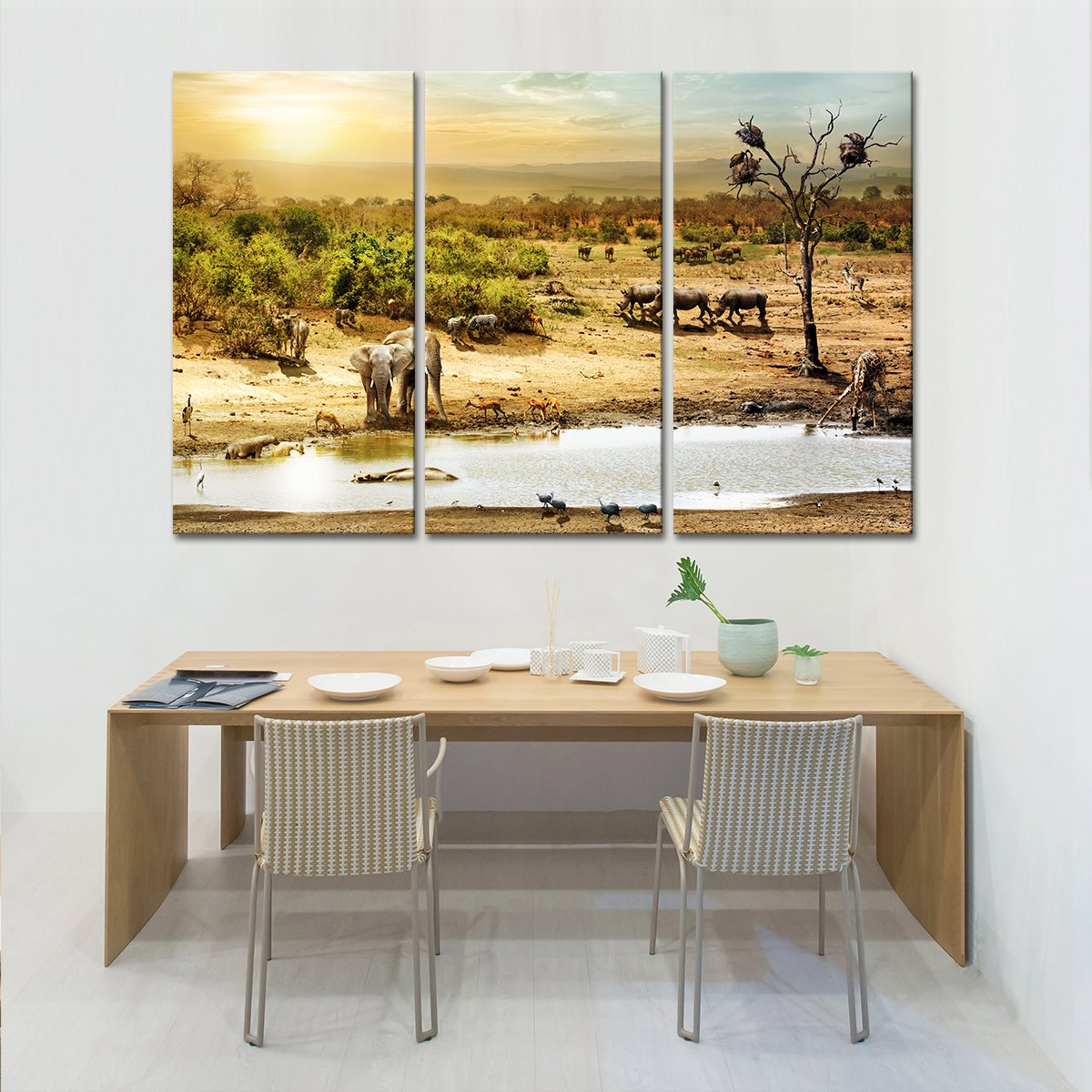 Elephant Painting Multi Panel Canvas Wall Art
