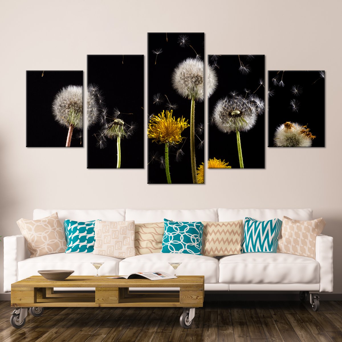 Dandelion In The Wind Multi Panel Canvas Wall Art