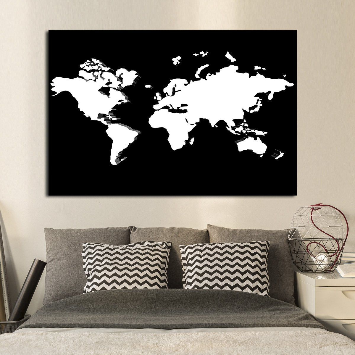 Dark World Map Multi Panel Canvas Wall Art