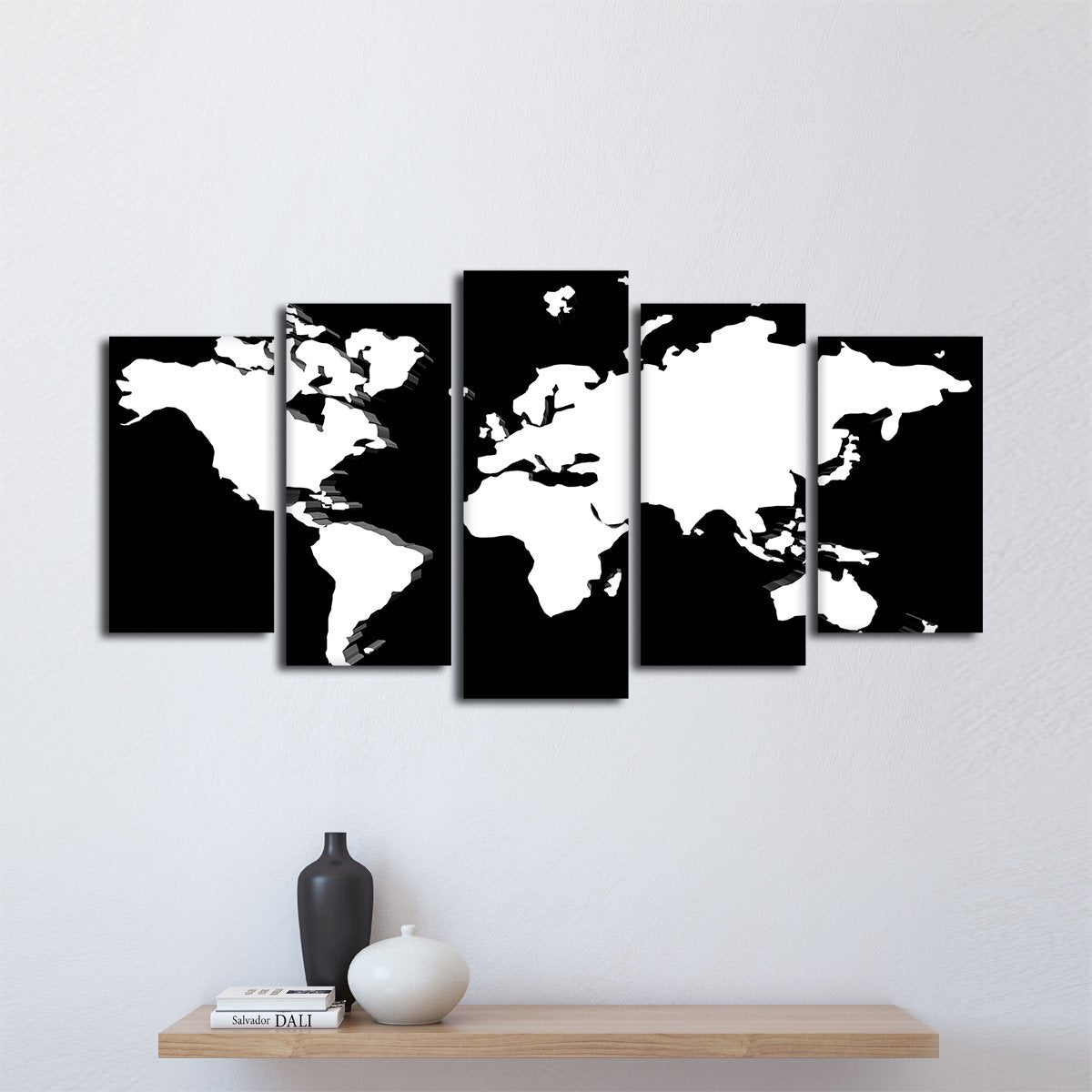 Dark World Map Multi Panel Canvas Wall Art