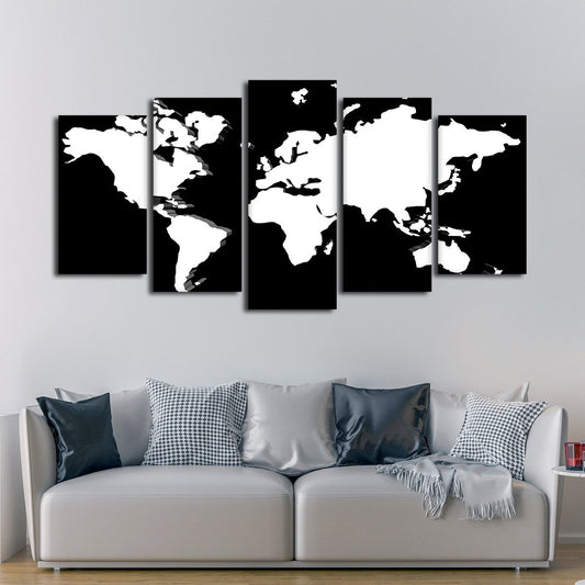 Dark World Map Multi Panel Canvas Wall Art