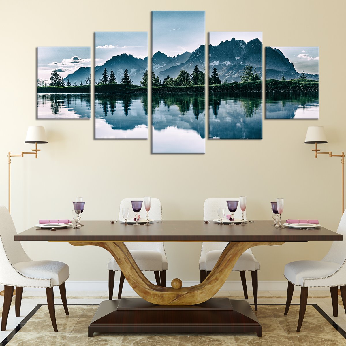 Daylight Nature Reflection Multi Panel Canvas Wall Art