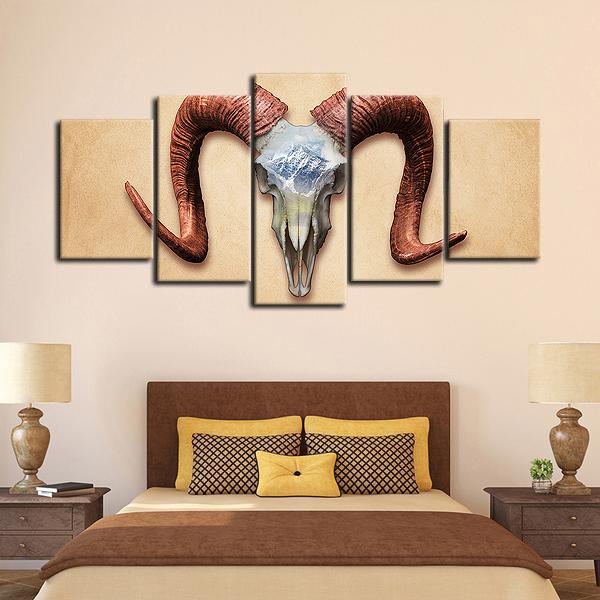 Deadly Ram Skull Multi Panel Canvas Wall Art