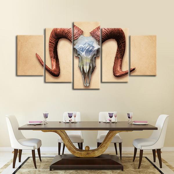 Deadly Ram Skull Multi Panel Canvas Wall Art