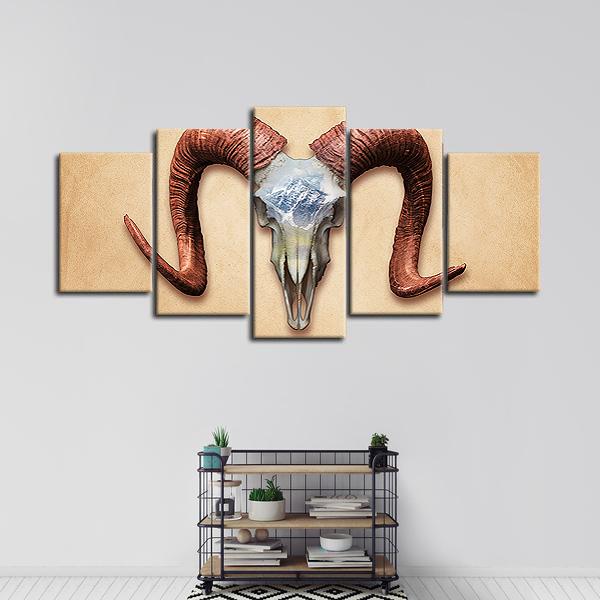 Deadly Ram Skull Multi Panel Canvas Wall Art