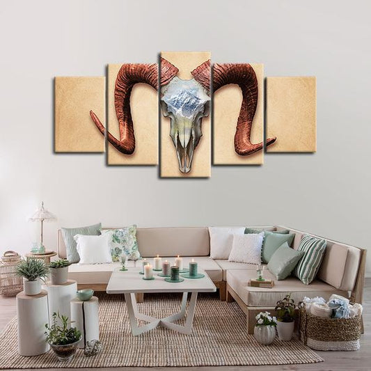 Deadly Ram Skull Multi Panel Canvas Wall Art