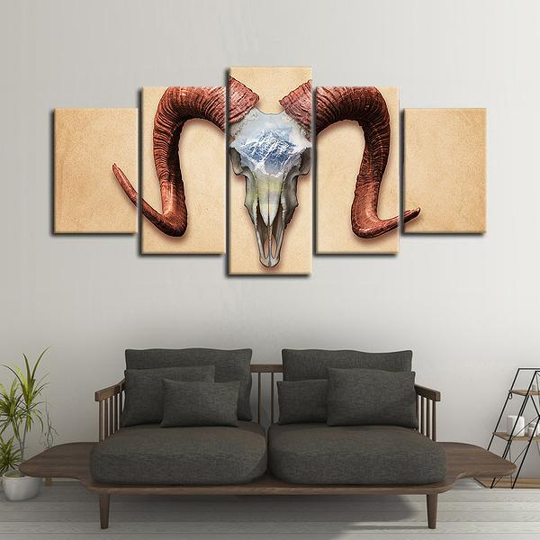 Deadly Ram Skull Multi Panel Canvas Wall Art
