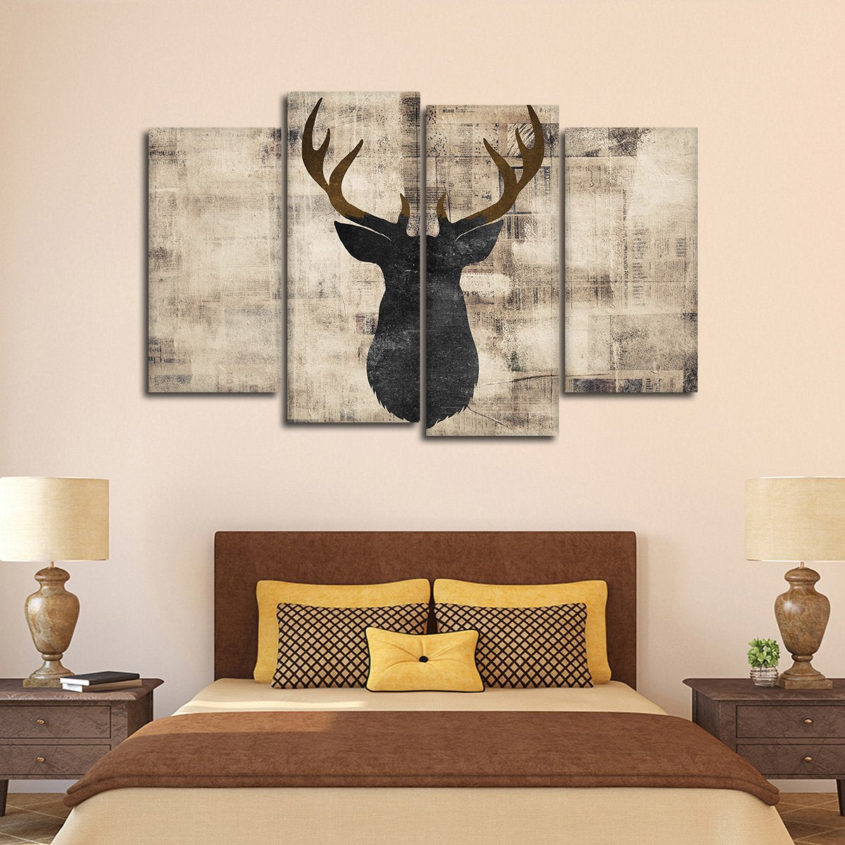 Deer Deco Multi Panel Canvas Wall Art