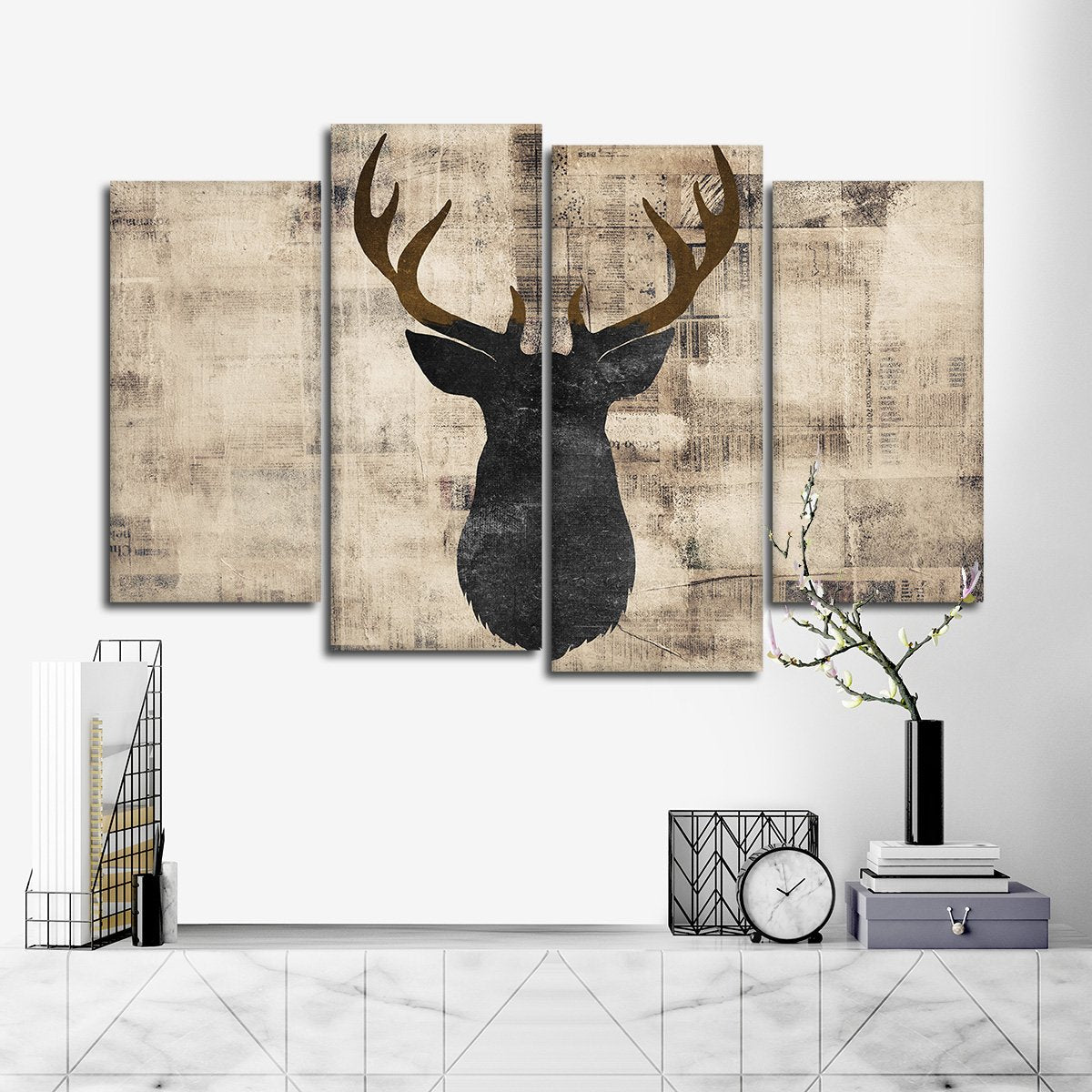 Deer Deco Multi Panel Canvas Wall Art