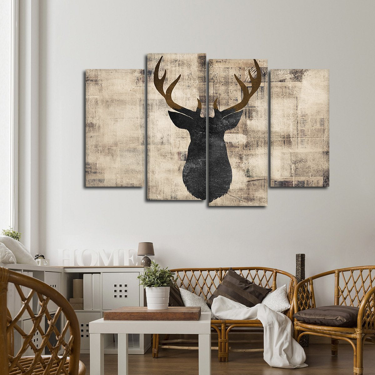 Deer Deco Multi Panel Canvas Wall Art