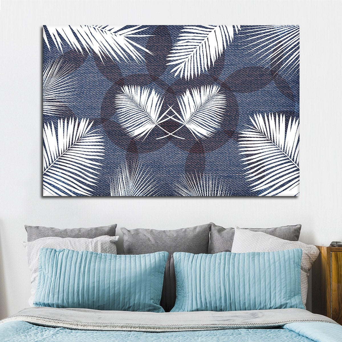 Denim Leaves Multi Panel Canvas Wall Art