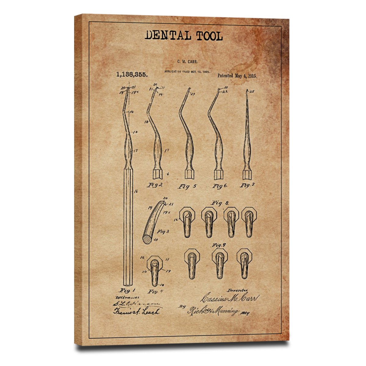 Dental Tool Patent Canvas Wall Art