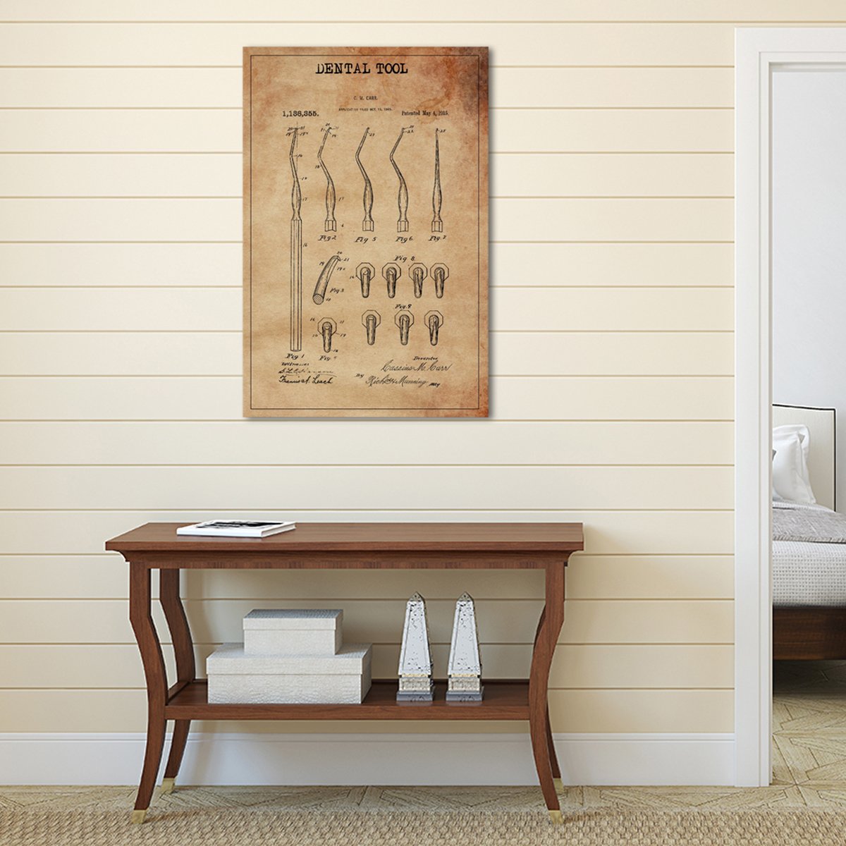 Dental Tool Patent Canvas Wall Art