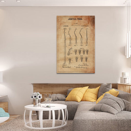 Dental Tool Patent Canvas Wall Art