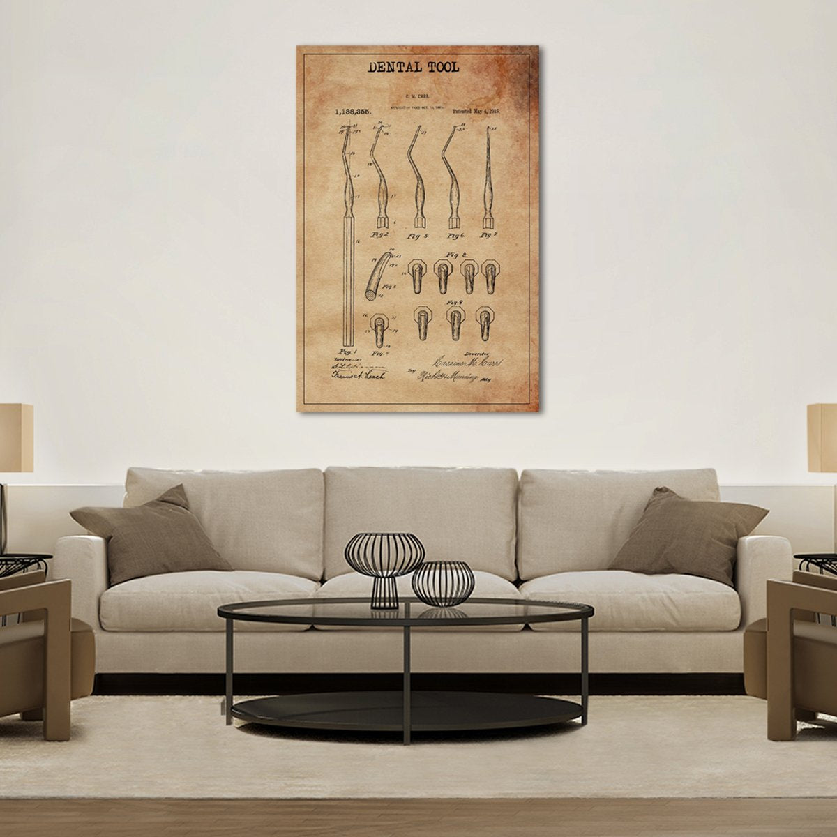 Dental Tool Patent Canvas Wall Art
