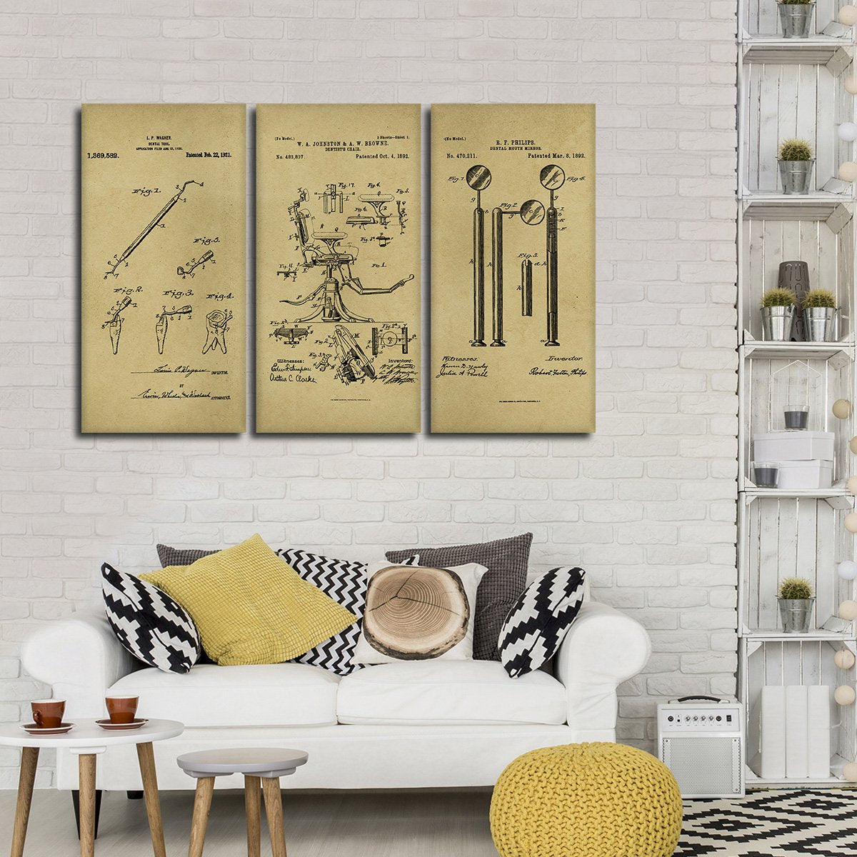 Dentist Patent Compilation Multi Panel Canvas Wall Art