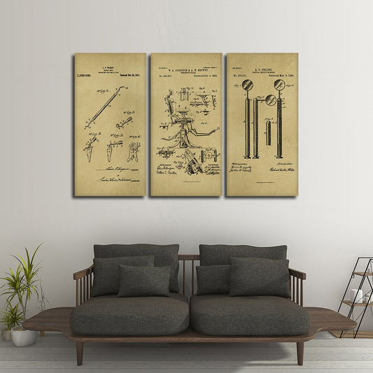 Dentist Patent Compilation Multi Panel Canvas Wall Art