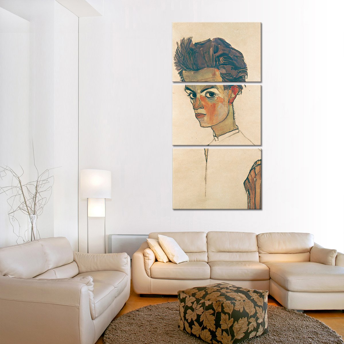 Self Portrait with Striped Shirt Multi Panel Canvas Wall Art
