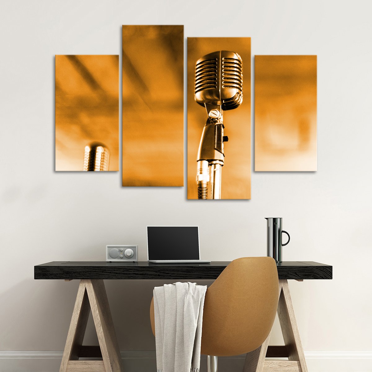 Golden Jazz Performance Multi Panel Canvas Wall Art