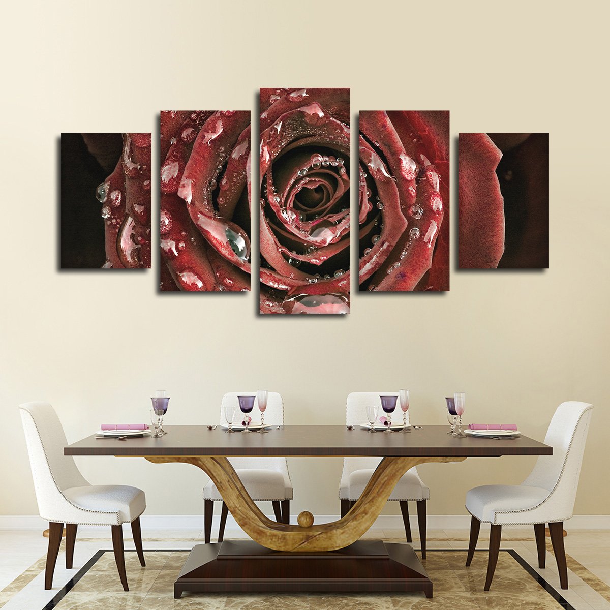 Dewy Rose Multi Panel Canvas Wall Art