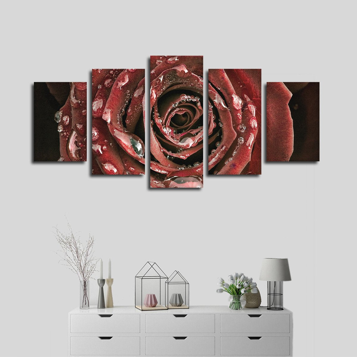 Dewy Rose Multi Panel Canvas Wall Art