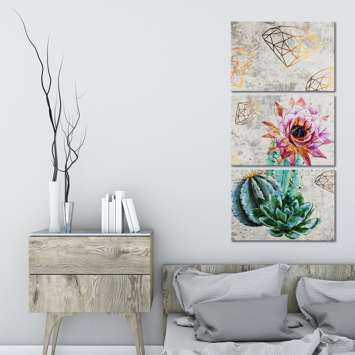 Diamonds Around Cacti Multi Panel Canvas Wall Art