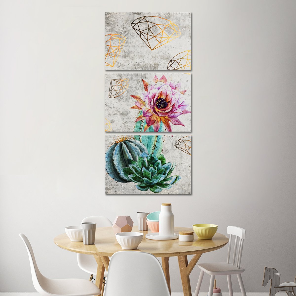 Diamonds Around Cacti Multi Panel Canvas Wall Art
